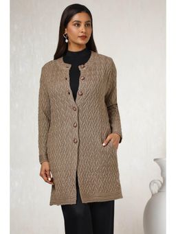 Soch - Womens Earth Acrylic Woven Design Cardigan