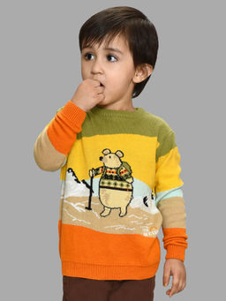 Mi Arcus - Printed Multicolor Round Neck Full Sleeves Sweater for Boys