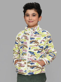 Mi Arcus - Multicolor Collar Neck Full Sleeves Sherpa Jacket for Kids