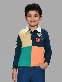 Mi Arcus - Cotton Colorblock Polo Neck Full Sleeves Sweatshirt for Kids