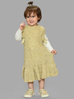 Mi Arcus - Beige Knitted Sleeveless Benat Dress for Girls