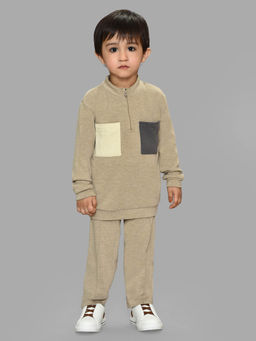 Mi Arcus - Beige Solid Full Sleeves Top and Pyjama for Kids (Set of 2)