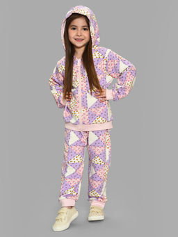 Mi Arcus - Printed Multi-Color Full Sleeves Sweatshirt with Jogger for Girls (Set of 2)