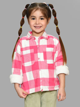 Mi Arcus - Girls Pink Check Full Sleeves Shirt