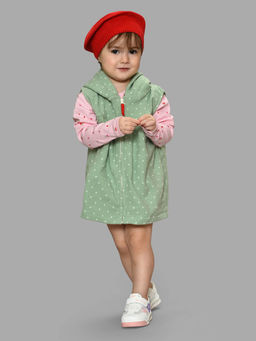 Mi Arcus - Girls Printed Pink T-Shirt with Hooded Sweatshirt (Set of 2)