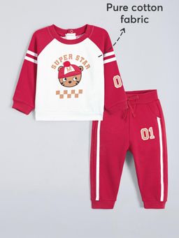 Hopscotch - Tiger Cotton Jogger with Sweatshirt - Pink