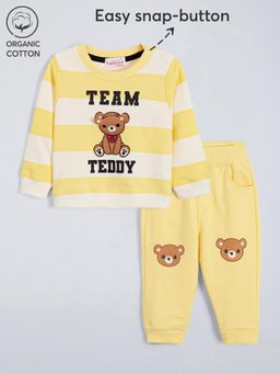 Hopscotch - Teddy Bear Cotton Jogger with Sweatshirt - Yellow