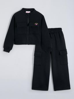 Hopscotch - High Neck Jacket with Pant - Black