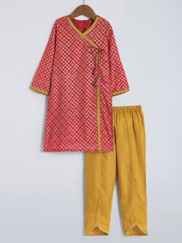 Hopscotch - Lace Embellished Angarkha and Pant - Red