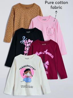 Hopscotch - Text Cotton T-Shirts - Multi-Color (Pack of 3)