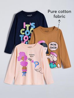 Hopscotch - Text Cotton T-Shirts - Multi-Color