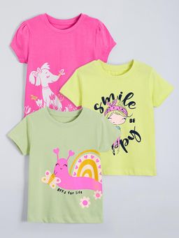 Hopscotch - Graphic Cotton T-Shirts - Multi-Color (Pack of 3)