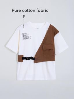 Hopscotch - Pure Cotton Colourblock T-Shirt - White