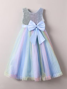 Hopscotch - Sequin Embellished Bow Gown - Blue