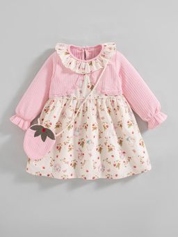 Hopscotch - Ruffle Embellished Casual Knee Dress - Cream