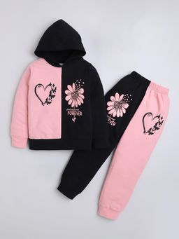 Hopscotch - Colourblock Cotton Jogger with Hoodie - Pink