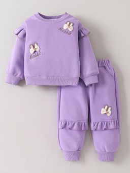Hopscotch - Bow Applique Jogger with Sweatshirt - Lavender