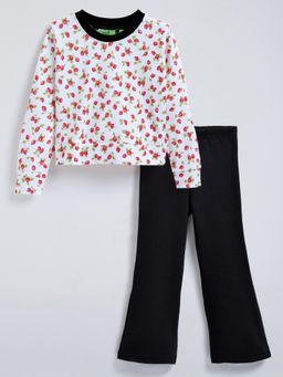Hopscotch - Floral Pants with Sweatshirt - Multi-Color