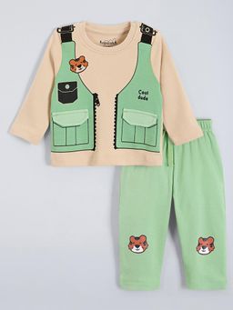 Hopscotch - Cotton Tiger T-Shirt and Pants - Beige