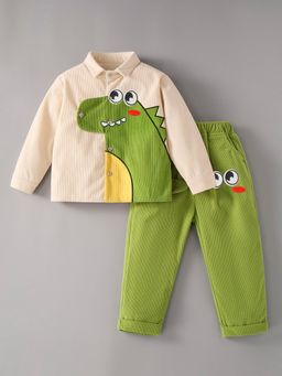Hopscotch - Dino Applique Pants with Shirt - Green