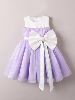 Hopscotch - Oversized Bow Applique Knee Dress - Lavender