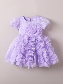 Hopscotch - Ruffle Solid Knee Dress - Lavender