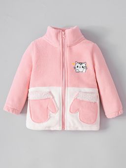 Hopscotch - Kitty High-Neck Fleece Jacket - Pink