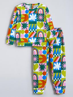 Hopscotch - All-Over Cotton Jogger with Sweatshirt - Multi-Color