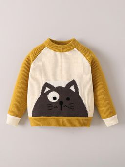 Hopscotch - Cat Pullover Sweater - Mustard