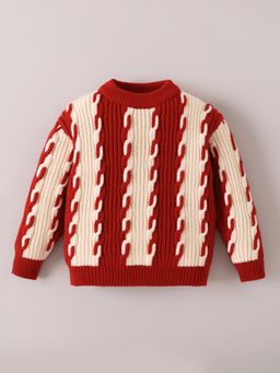 Hopscotch - Striped Pullover Sweater - Red
