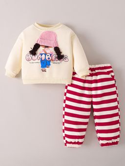 Hopscotch - 3D Applique Sweatshirt and Joggers - Cream