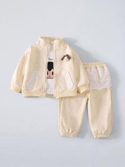 Hopscotch - Character Applique Jogger with T-Shirt and Jacket - Yellow