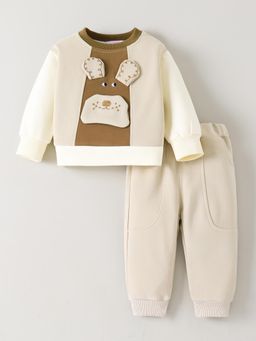 Hopscotch - Animal Applique Sweatshirt and Joggers - Beige
