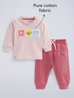 Hopscotch - Cotton Applique Sweatshirt and Joggers - Pink