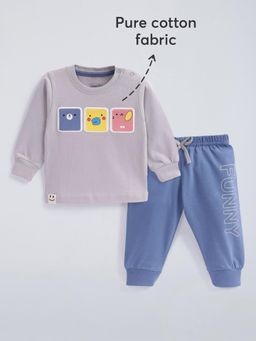 Hopscotch - Cotton Applique Sweatshirt and Joggers - Grey