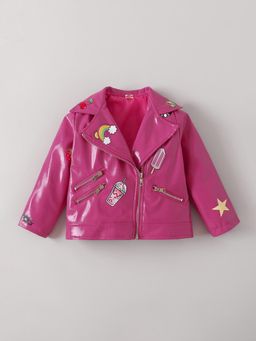 Hopscotch - Hd Print Biker Jacket - Pink