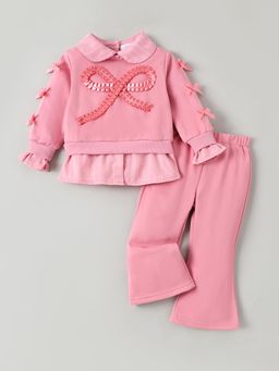 Hopscotch - Bow Applique Top and Pants - Pink