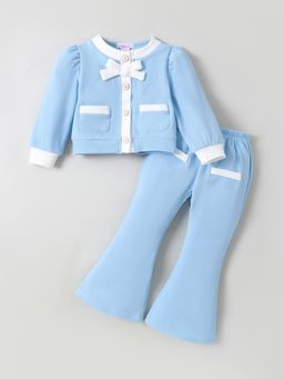 Hopscotch - Bow Applique Pants with Top - Blue