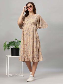 Mamma's Maternity - Cream Floral Rayon Feeding Dress