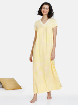 Zivame - Batik Bae Knit Full length Nightdress - Minion Yellow