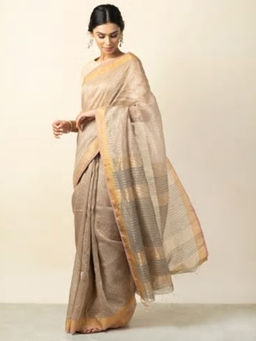Fabindia - Linen Silk Woven Sari