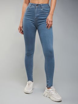 DOLCE CRUDO - Blue Skinny High Rise Distressed Denim Jeans