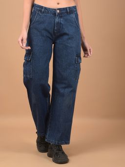 CRIMSOUNE CLUB - Blue Relaxed Fit Cargo Jeans