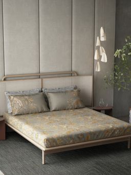 Ddecor Live Beautiful - Arona 100 Precent Cotton Double Bedsheet with 4 Pillow Covers - Grey