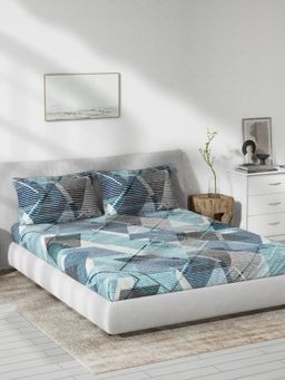 Ddecor Live Beautiful - Symphony 100 Precent Cotton Double Bedsheet with 2 Pillow Covers - Blue