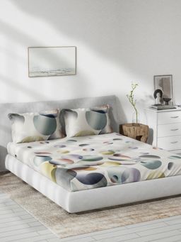 Ddecor Live Beautiful - Echelon 100 Precent Cotton Double Bedsheet with 2 Pillow Covers - Blue