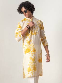 KISAH - Mens Cotton Yellow Kurta