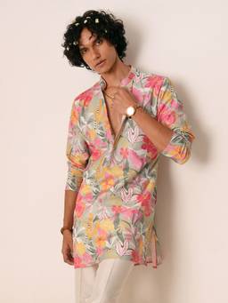 KISAH - Mens Blended Fabric Multi-Color Kurta
