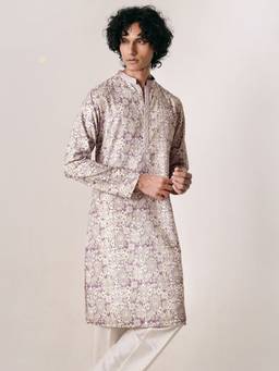 KISAH - Mens Polyester Lavender Kurta