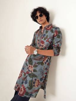 KISAH - Mens Cotton Blue Kurta